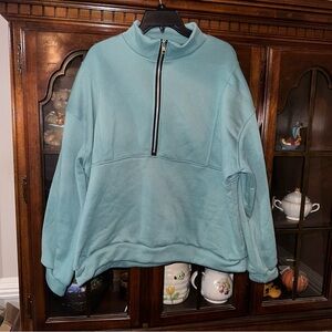 Women Half Zip Pullover Fleece Stand Collar Crop Sweatshirt Size 3X